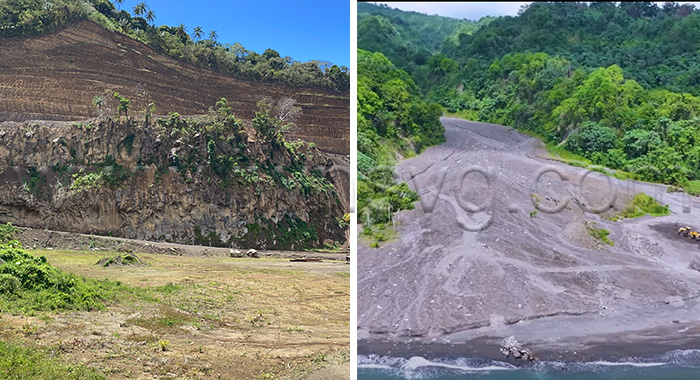 The Rayneau Quarry in Richmond, left, and the Rosea Valley in North Leeward.