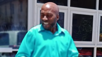 Woman beater Roen Richardson leaves the Kingstown Magistrate's Court on June 2, 2026.