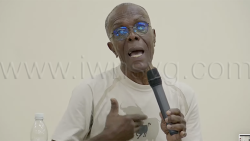 Environmental Consultant Reynold Murray speaking at the community meeting in Golden Grove on Tuesday, June 9, 2026.