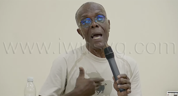 Environmental Consultant Reynold Murray speaking at the community meeting in Golden Grove on Tuesday, June 9, 2026.