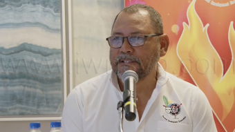 Chairman of the Carnival Development Corporation, Ricardo "Ricky" Adams, speaking at the CDC press conference in Kingstown on Wednesday, June 17, 2026.