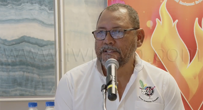 Chairman of the Carnival Development Corporation speaking at a press conference in Kingstown on Wednesday, June 17, 2026.