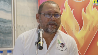 Chairman of the Carnival Development Corporation, Ricardo "Ricky" Adams, speaking at the CDC press conference in Kingstown on Wednesday, June 17, 2026.