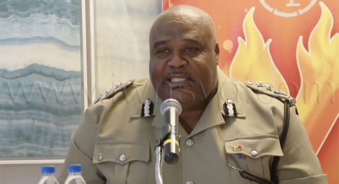 Acting Deputy Commissioner of Police Trevor "Buju" Bailey speaking at the Carnival Development Corporation's press conference in Kingstown on Wednesday, June 17, 2026.