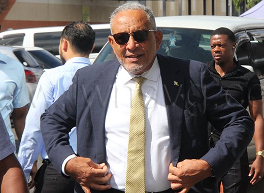 Prime Minister Godwin Friday arrives at the High Court in Kingstown on Wednesday, July 29, 2026.