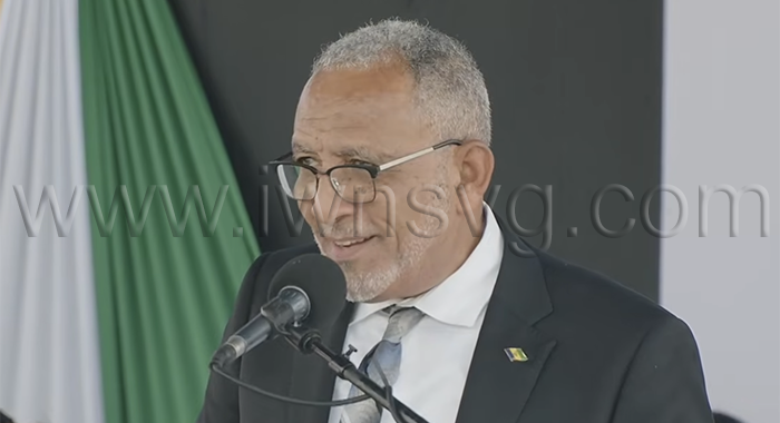 Prime Minister of St. Vincent and the Grenadines, Godwin Friday, speaking at the St. Vincent and the Grenadines Community College graduation ceremony in Kingstown on June 23, 2026. 