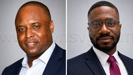 Raffique Samuel, left, director of operations and business development, and Esteban Richard-Hernández, manager of expedited services and customer solutions at the SVG Postal Corporation. 