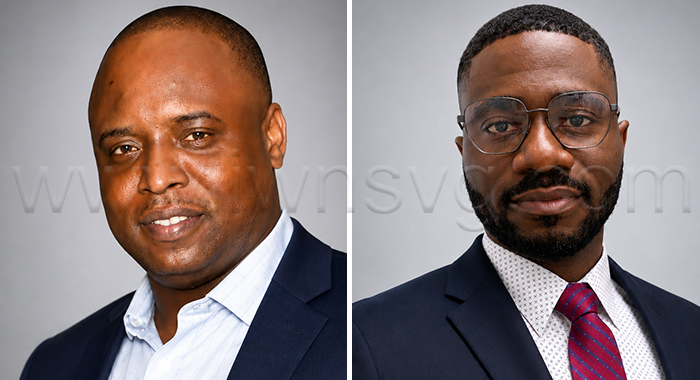 Raffique Samuel, left, director of operations and business development, and Esteban Richard-Hernández, manager of expedited services and customer solutions at the SVG Postal Corporation. 