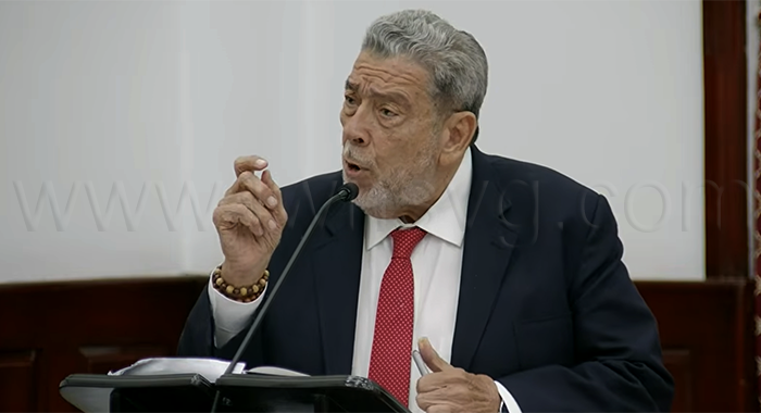 Leader of the Opposition Ralph Gonsalves speaking in Parliament on Tuesday, July 21, 2026.