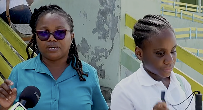 Yolanda Grant, left, and her blind daughter, Faith Grant, who placed 19th for girls and 43rd among the 1,760 students in St. Vincent and the Grenadines who wrote this year’s  CPEA. (Photo: SVGTV)