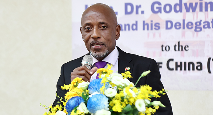 St. Vincent and the Grenadines’ Minister of Foreign Affairs, Foreign Trade, Investment and Diaspora Affairs, Dwight Fitzgerald Bramble, addresses Vincentians in Taiwan at a luncheon in Taipei, Taiwan on Saturday, Aug. 15, 2026.