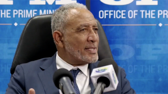 Prime MInister Godwin Friday speaking at a press conference in Kingstown on Tuesday, Aug. 18, 2026.