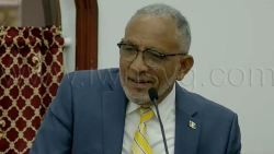 Prime Minister Godwin Friday speaking in Parliament on Thursday, Aug. 27, 2026. 