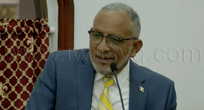 Prime Minister Godwin Friday speaking in Parliament on Thursday, Aug. 27, 2026. 
