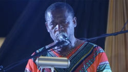 Vincentian historian Michael Dennie speaking at the Emancipation Day event at Independence Park in Kingstown on Saturday, Aug. 1, 2026. 