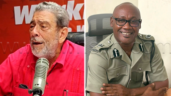 Opposition Leader Ralph Gonsalves, left, and acting Assistant Commissioner of Police, Brenton Smith.