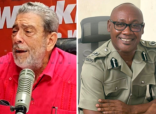 Opposition Leader Ralph Gonsalves, left, and acting Assistant Commissioner of Police, Brenton Smith.