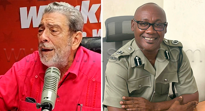Opposition Leader Ralph Gonsalves, left, and acting Assistant Commissioner of Police, Brenton Smith.
