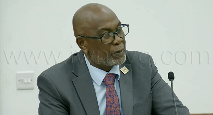 Deputy Prime Minister and MP for Central Kingstown, St. Clair Leacock, speaking in Parliament on Thursday, Aug. 27, 2026.
