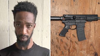 The accused, Damon Mason and the weapon and ammunition he allegedly had in his possession.