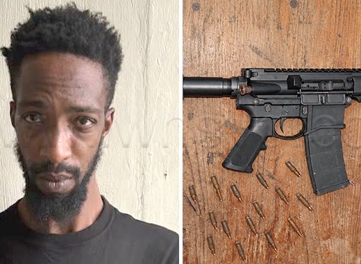 The accused, Damon Mason and the weapon and ammunition he allegedly had in his possession.