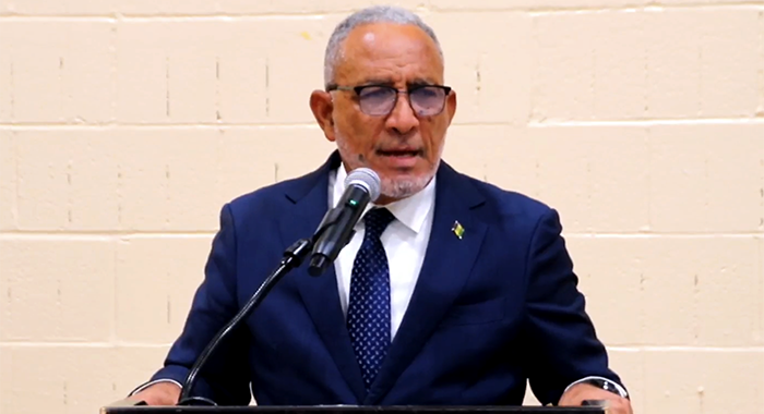 Prime Minister Godwin Friday addressing Vincentians in New York on Sunday, Sept. 20, 2026. 