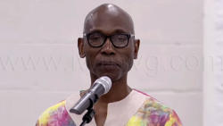 Lawyer and social commentator Jomo Thomas responding to the 2026 Oscar Allen Memorial Emancipation Lecture at the UWI Global Campus in Kingstown.