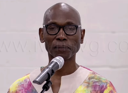 Lawyer and social commentator Jomo Thomas responding to the 2026 Oscar Allen Memorial Emancipation Lecture at the UWI Global Campus in Kingstown.