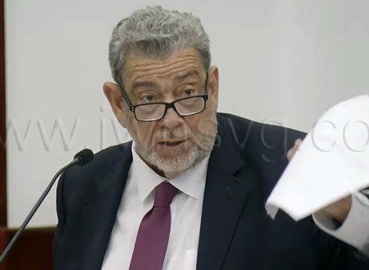 Opposition Leader Ralph Gonsalves in Parliament on Aug. 27, 2026. 