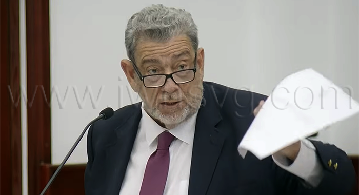 Opposition Leader Ralph Gonsalves in Parliament on Aug. 27, 2026. 