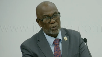 Deputy Prime Minister and National Security Minister St. Clair Leacock speaking in Parliament on Thursday, Aug. 27, 2026.