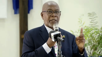 Acting Prime Minister and Minister of National Security, St. Clair Leacock, speaking at a church service in Kingstown to mark the 118th anniversary of the St. Vincent Grammar School on Monday, Sept. 21, 2026. 