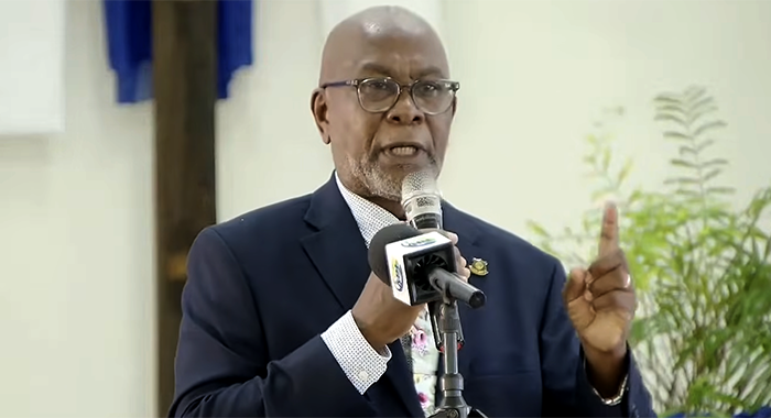 Acting Prime Minister and Minister of National Security, St. Clair Leacock, speaking at a church service in Kingstown to mark the 118th anniversary of the St. Vincent Grammar School on Monday, Sept. 21, 2026. 