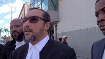 Senior Counsel Stuart Young, a member of the petitioners’ legal team, outside the High Court in Kingstown, on Tuesday, Sept. 29, 2026.