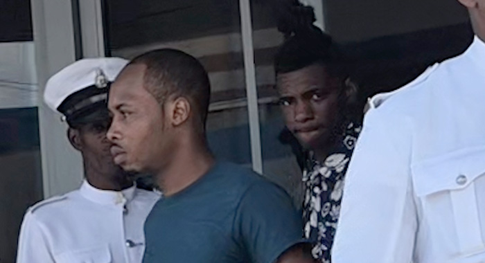 The defendants, Gevonni Joseph, left, and Marco Noel, leave the High Court in Kingstown on Monday, Oct. 26, 2026, after their sentencing. 