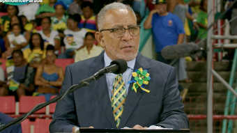 Prime Minister Godwin Friday delivering his Independence Address in Arnos Vale on Tuesday, Oct. 27, 2026.