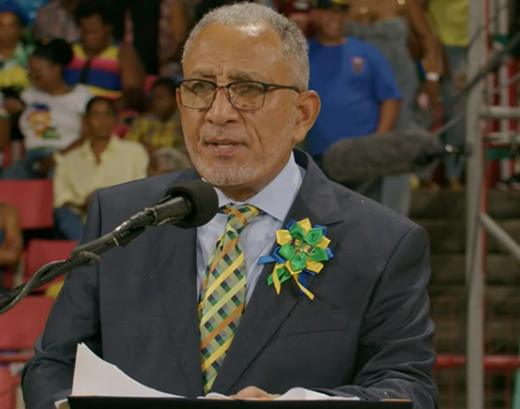 Prime Minister Godwin Friday delivering his Independence Address in Arnos Vale on Tuesday, Oct. 27, 2026.