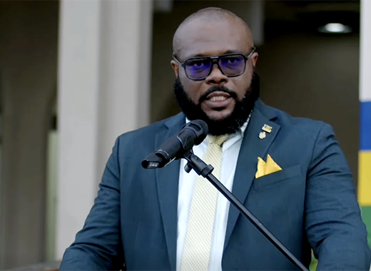 Minister of Youth, Sports, Culture and the Creative Industries Kaschaka Cupid speaks at the Independence Flag Raising Ceremony in Kingstown, on Thursday, Oct. 2, 2026. 