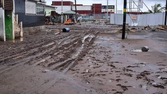 Flooding in Lower Bay Street, Kingstown, on Tuesday, Oct. 6, 2026. (Photo: Facebook/NBC Radio)