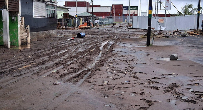 Flooding in Lower Bay Street, Kingstown, on Tuesday, Oct. 6, 2026. (Photo: Facebook/NBC Radio)