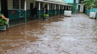 Severe flooding was reported at Leeward District SDA Primary in Buccament Bay. (Photo: Facebook/NBC Radio)