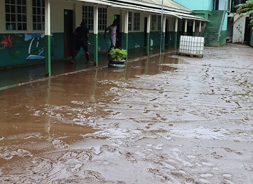 Severe flooding was reported at Leeward District SDA Primary in Buccament Bay. (Photo: Facebook/NBC Radio)