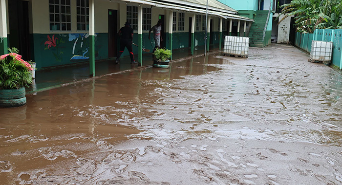 Severe flooding was reported at Leeward District SDA Primary in Buccament Bay. (Photo: Facebook/NBC Radio)