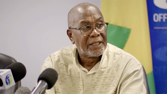 Deputy Prime Minister and Minister of National Security, St. Clair Leacock, speaking at a press conference in Kingstown on Friday, Oct. 9, 2026, to update St. Vincent and the Grenadines on the impact of the tropical wave on the country on Tuesday, Oct. 6. 2026. 