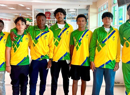 From left: Keyron Harris, Jordi Lewis, Isaiah Blackett, Kai MarksDasent, Joshua Weinhardt, Rio MarksDasent and Joshua Osborne.