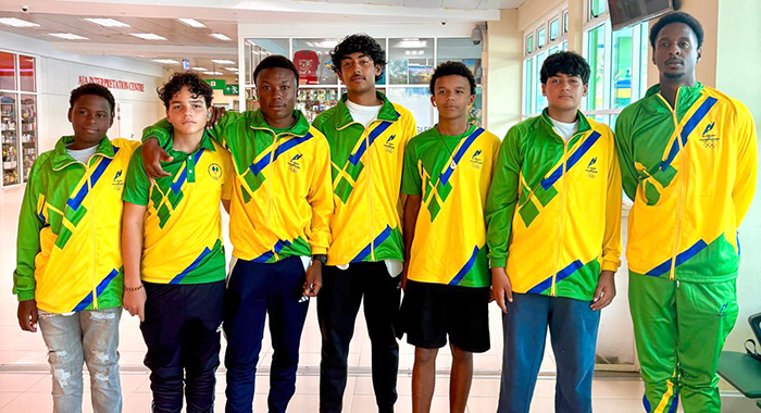 From left: Keyron Harris, Jordi Lewis, Isaiah Blackett, Kai MarksDasent, Joshua Weinhardt, Rio MarksDasent and Joshua Osborne.